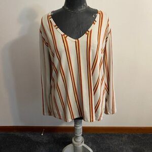 It's Cream, with Orange, Brown, Gold stripes top, size 2X